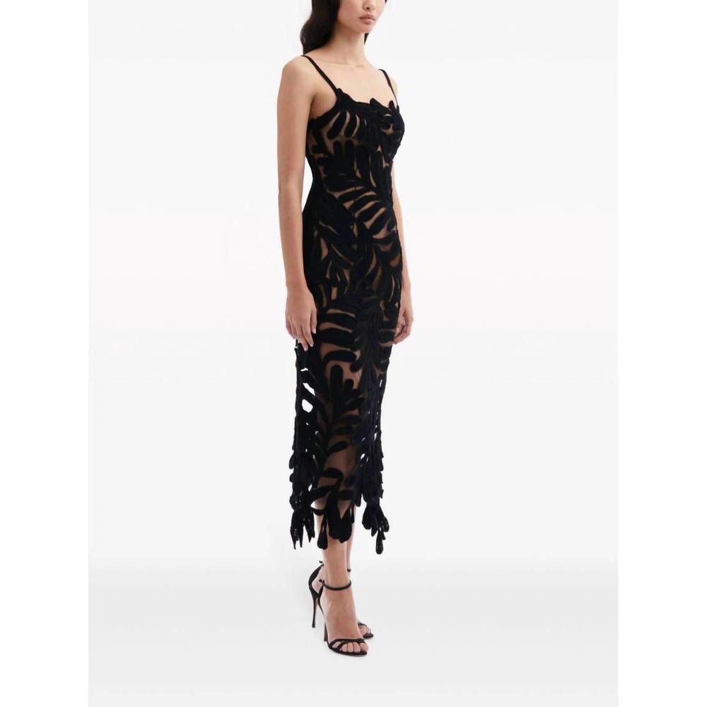 NEW OSCAR DE LA RENTA fern crochet-knit midi dress in black - Picture 3 of 4